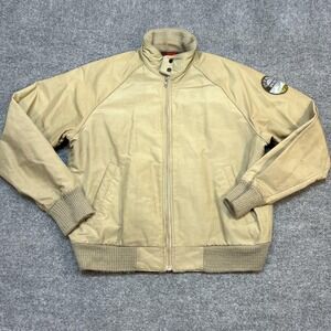 Vintage Pen West Jacket Mens Medium Beige Canvas Wool Lined Bomber USA Pendleton